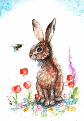 Hare and Bee A5 Watercolour Print